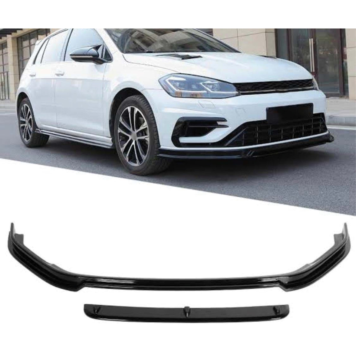 Front Bumper Lip Splitter for VW Golf 7 7,5 FL Revozport 2017 2020, ABS Plastic Piano Black Vacuum Car Tuning Body Part Body Kit