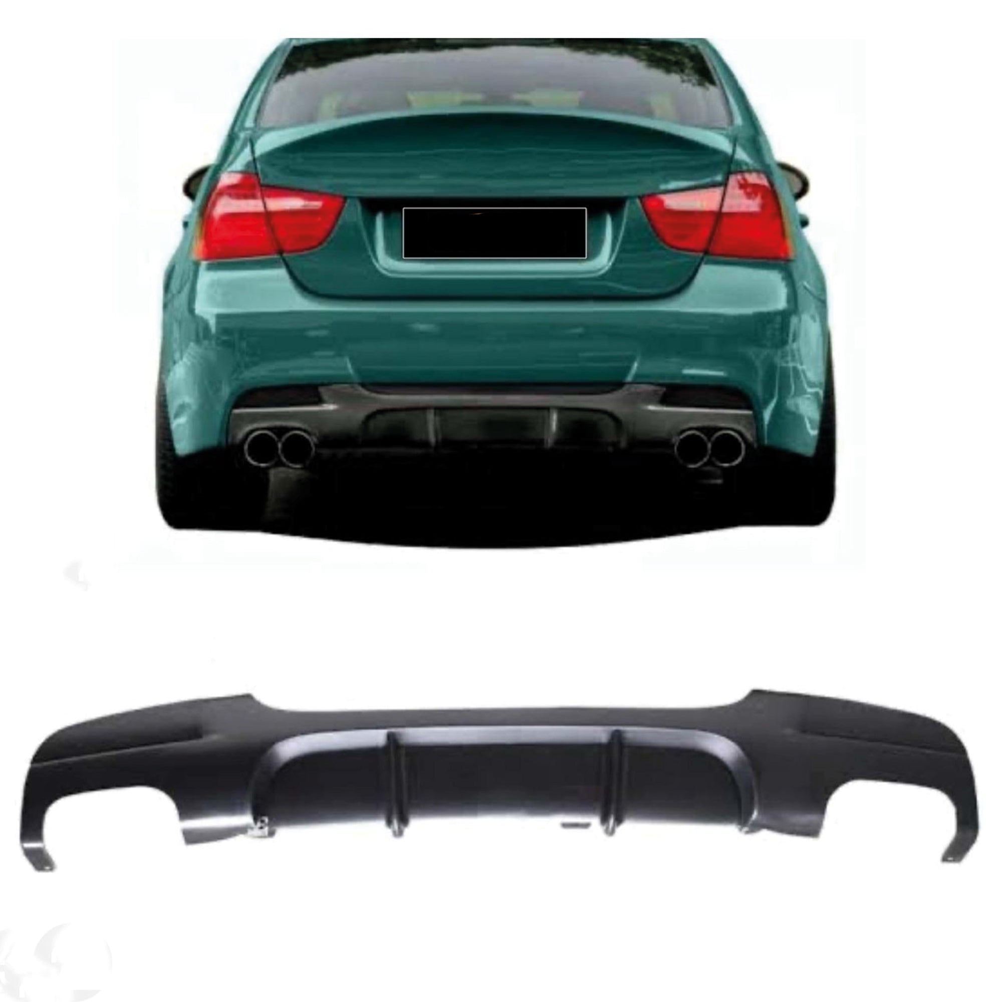 Rear Diffuser for BMW E90 M Technic 2004-2011 M Performance Diffuser R+L Dual Output Piano Black Vacuum Plastic Car Styling Diffuser Rear Body Kit