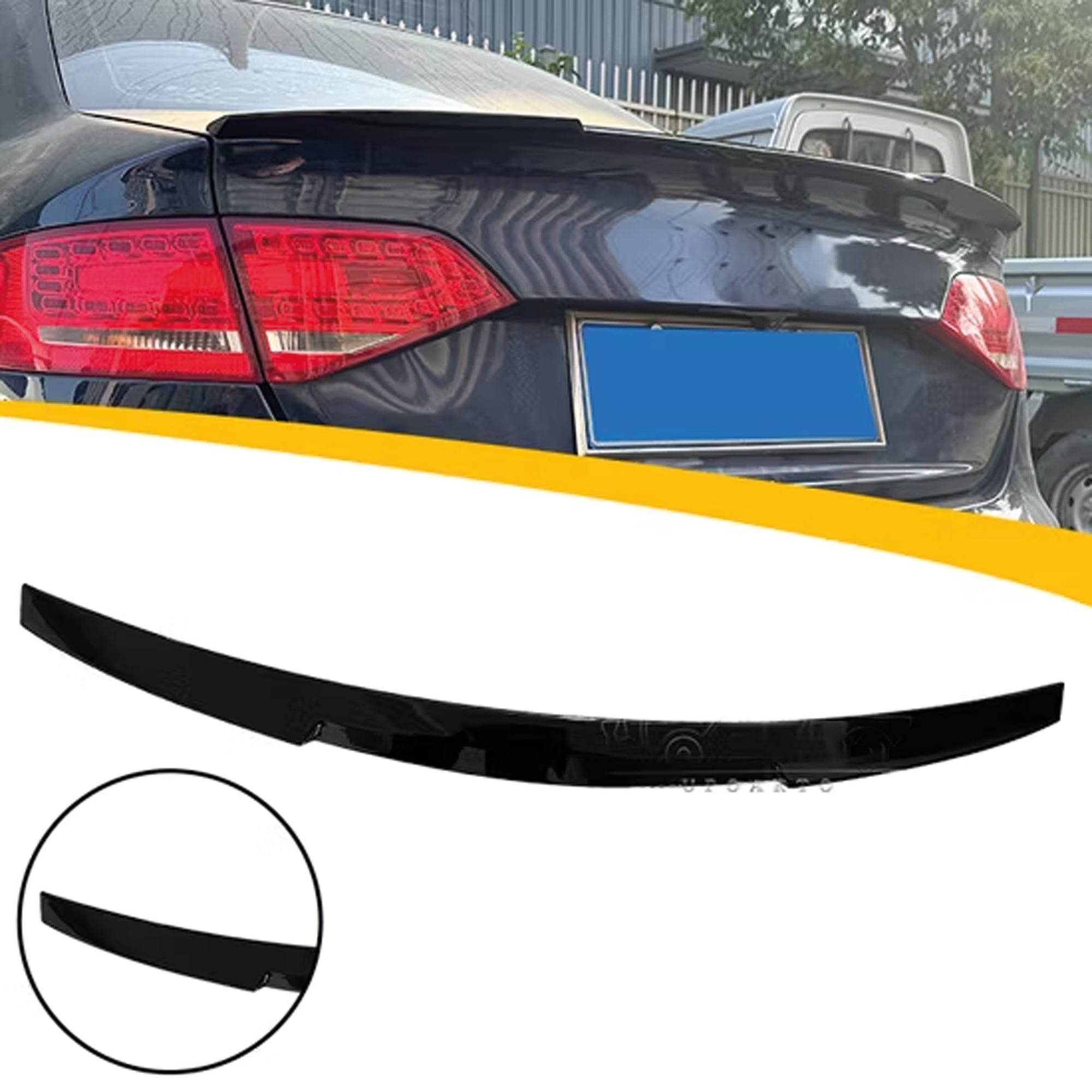 Rear Spoiler For Audi A4 B8 M4 Style 2009-2012 Piano Black ABS Plastic