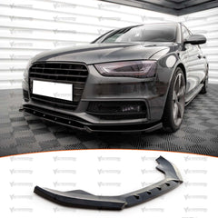 Front Bumper Lip Splitter for Audi A4 B8 B8.5 S4 FL S-Line Max V3 2012-2015, ABS Plastic Piano Black Vacuum Car Tuning Body Part Body Kit