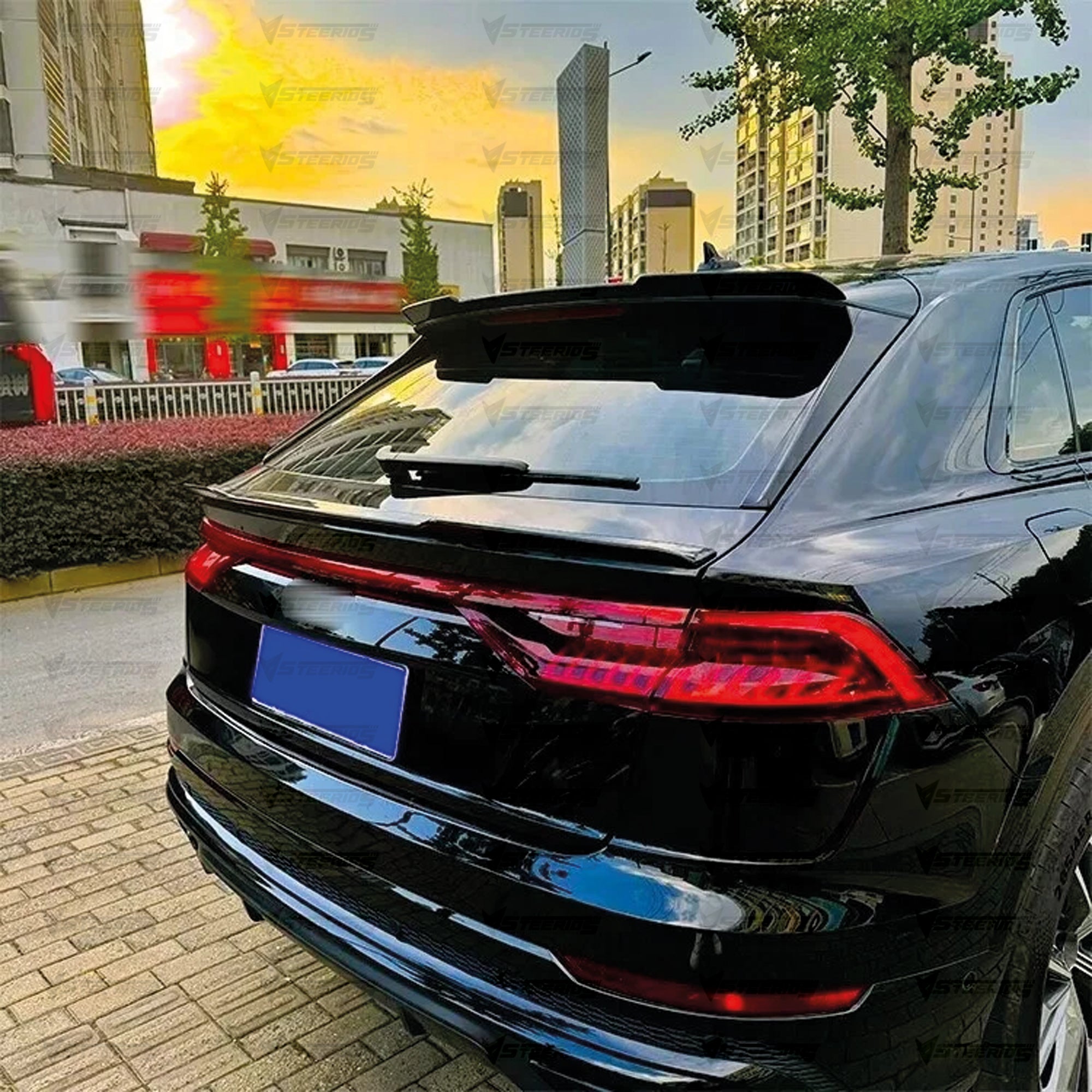 Rear Roof Spoiler For Audi Q8 SQ8 4x4 2018+ Piano Black ABS Plastic