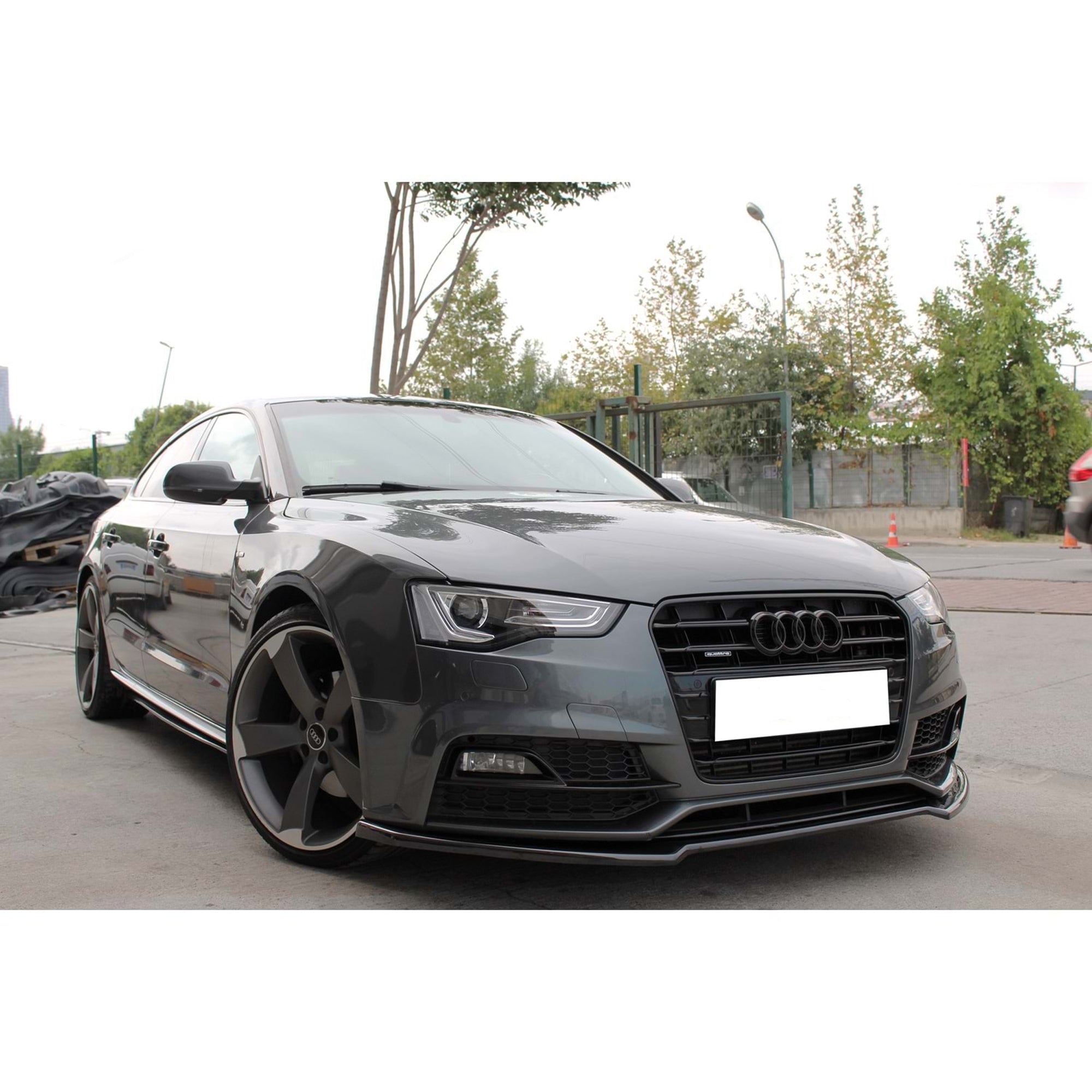 Front Bumper Lip Splitter for AUDİ A5 B8 FL 2012-2016, ABS Plastic Piano Black Vacuum Car Tuning Body Part Body Kit