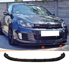 Front Bumper Lip Splitter for VW Volkswagen Golf MK6 GT.I 2008 - 2012, ABS Plastic Piano Black Vacuum Car Tuning Body Part Body Kit