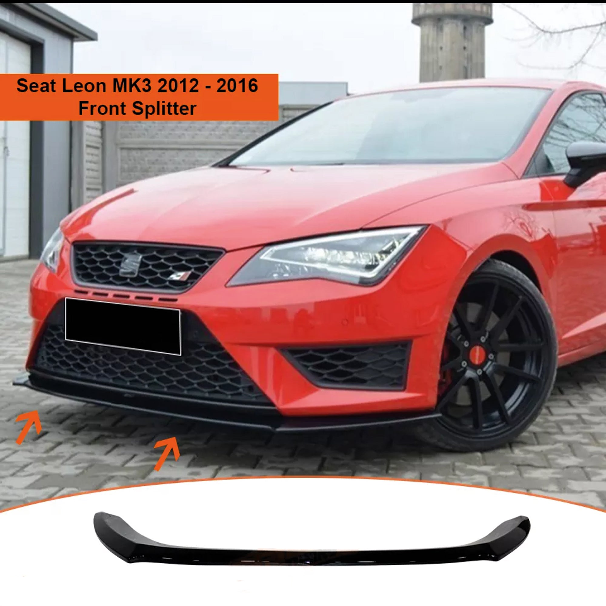 Front Bumper Lip Splitter for Seat Leon FR MK3 2012 - 2016 Cupra PFL, ABS Plastic Piano Black Vacuum Car Tuning Body Part Body Kit