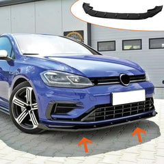 Front Bumper Lip Splitter for VW Volkswagen Golf MK7.5 FL GT.I 2017-2020, R Bumper, ABS Plastic Piano Black Vacuum Car Tuning Body Part Body Kit