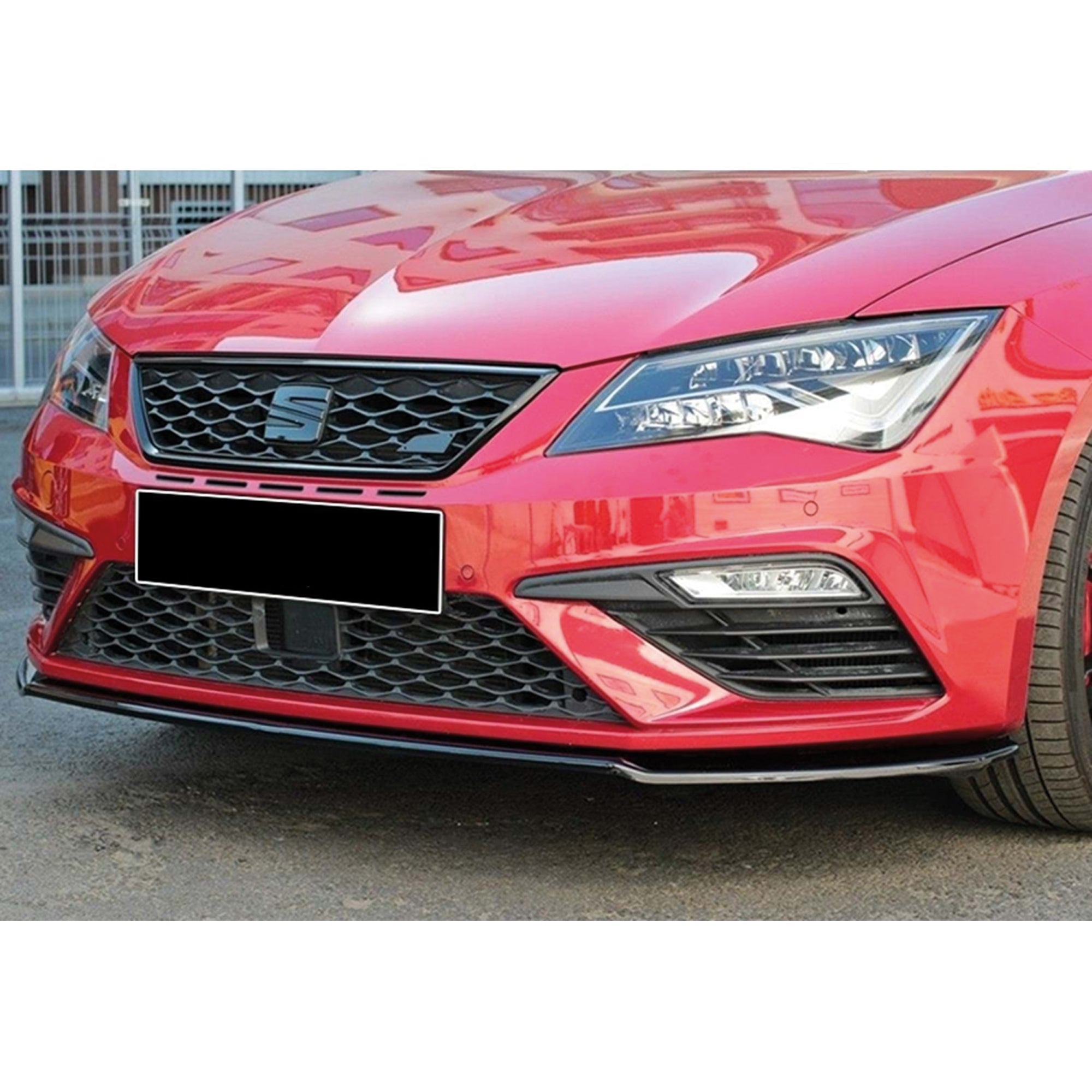 Front Bumper Lip Splitter for Seat Leon FR MK3.5 2017 - 2020, ABS Plastic Piano Black Vacuum Car Tuning Body Part Body Kit