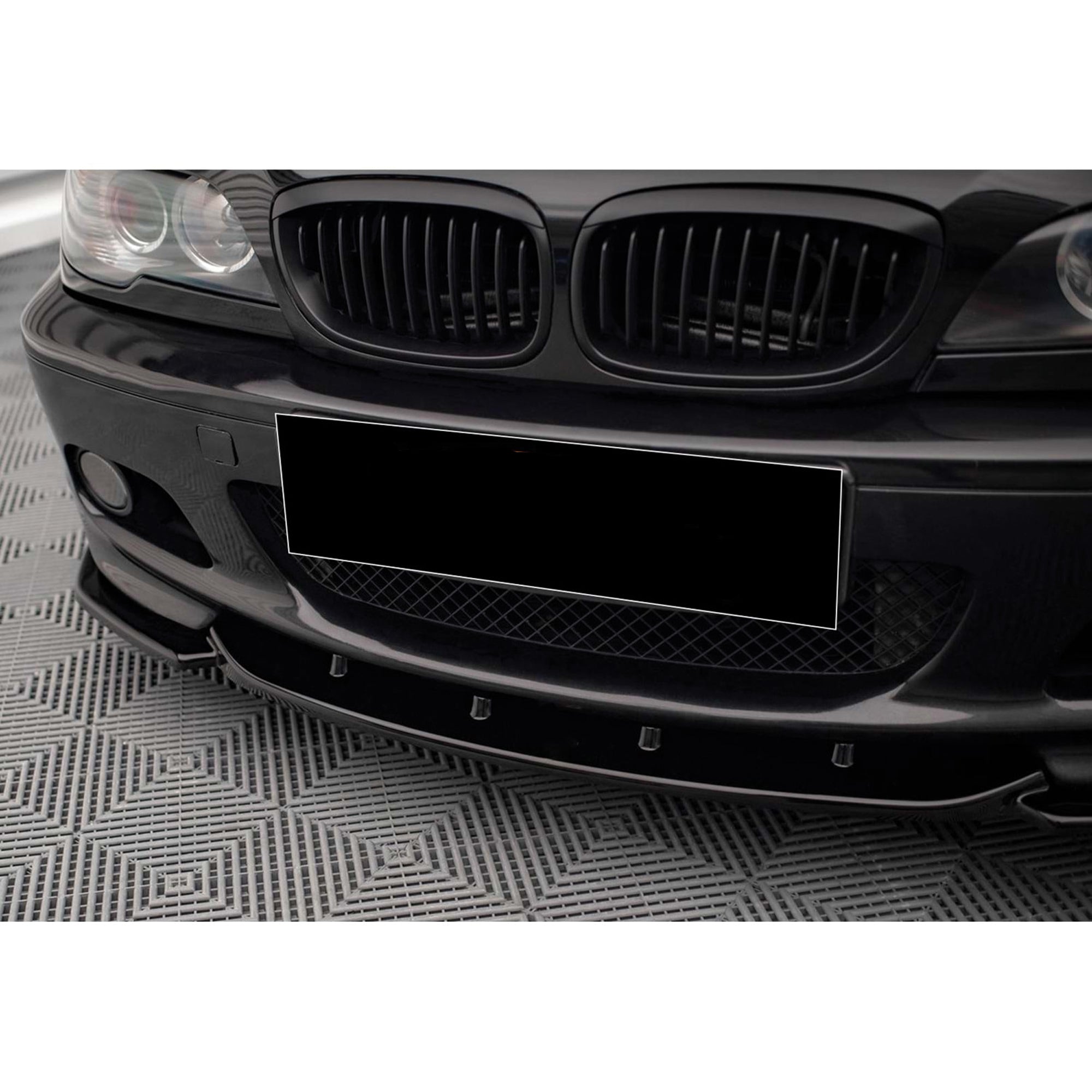 Front Bumper Lip Splitter for BMW 3 Series E46 Coupe 2003-2006 M Sport Technic V2, ABS Plastic Piano Black Vacuum Car Tuning Body Part Body Kit