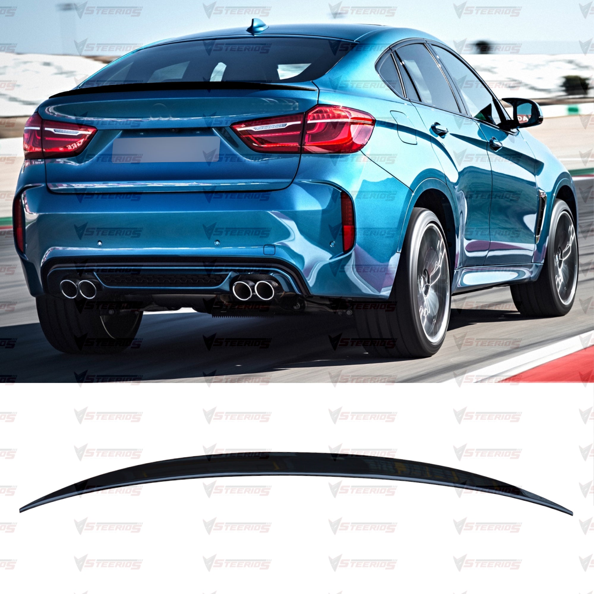 Rear Spoiler For BMW X6 F16 2014-2019 Piano Black ABS Plastic