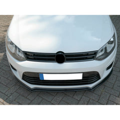 Front Bumper Lip Splitter for VW Volkswagen Polo MK5 2013+, ABS Plastic Piano Black Vacuum Car Tuning Body Part Body Kit