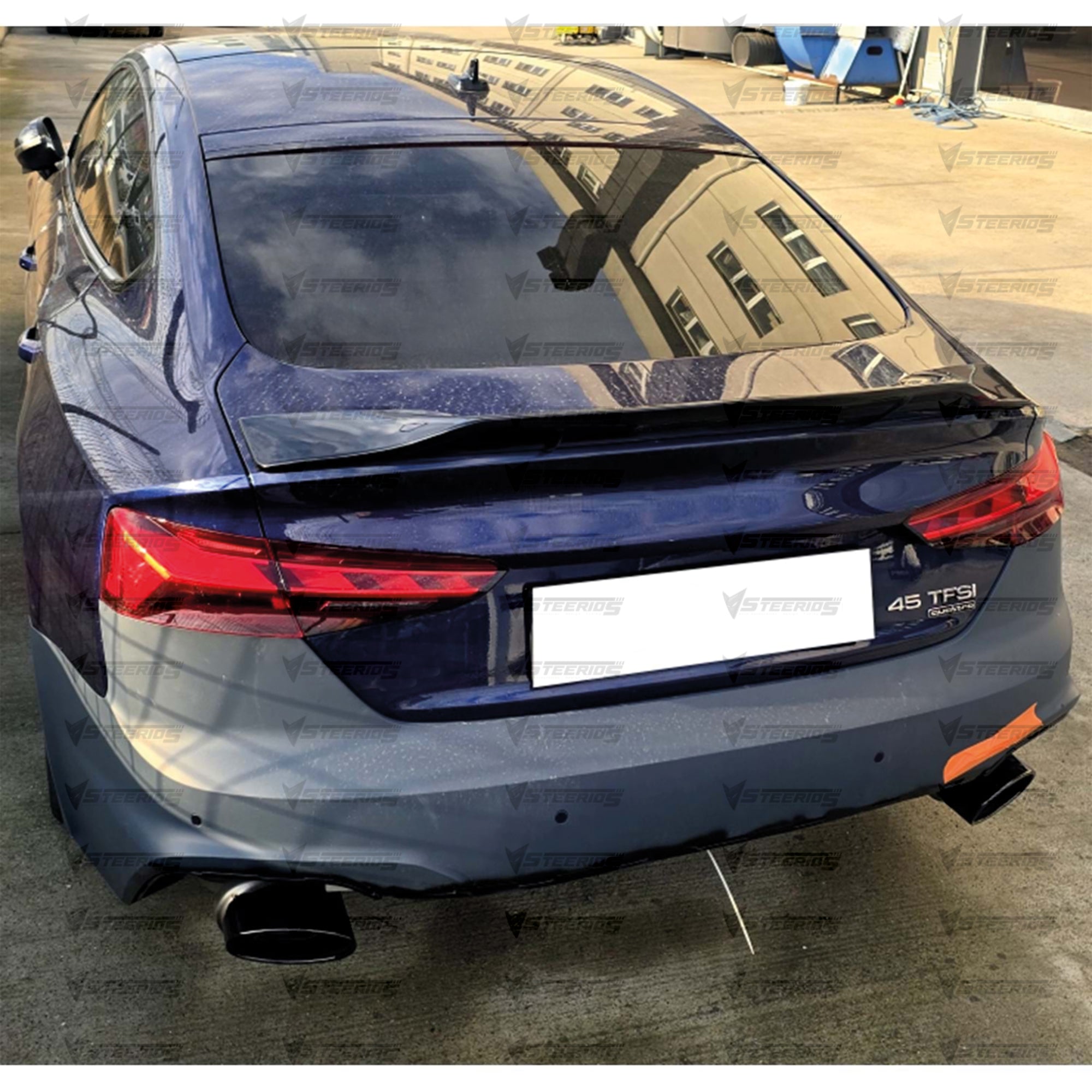 Rear Trunk Spoiler For Audi A5 B9 2016-2021 R Style Spoiler Piano Black ABS Plastic