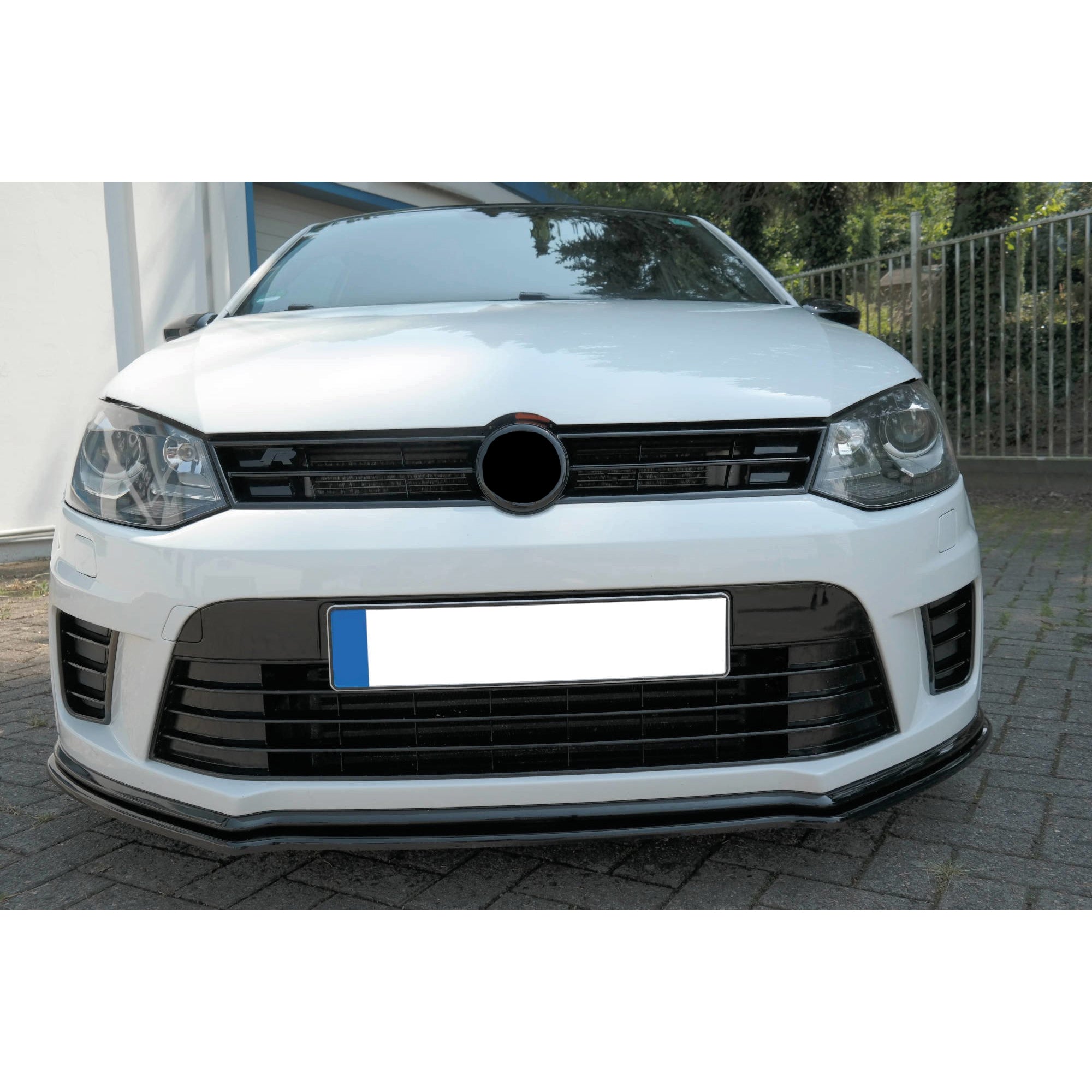 Front Bumper Lip Splitter for VW Volkswagen Polo MK5 2013+, ABS Plastic Piano Black Vacuum Car Tuning Body Part Body Kit