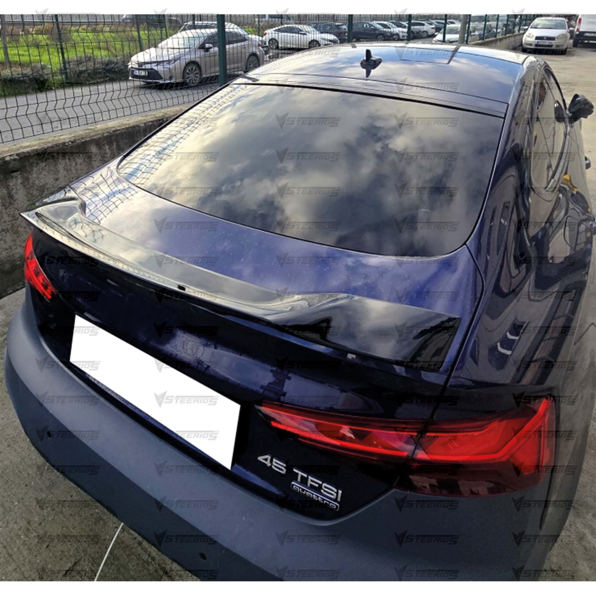 Rear Trunk Spoiler For Audi A5 B9 2016-2021 R Style Spoiler Piano Black ABS Plastic