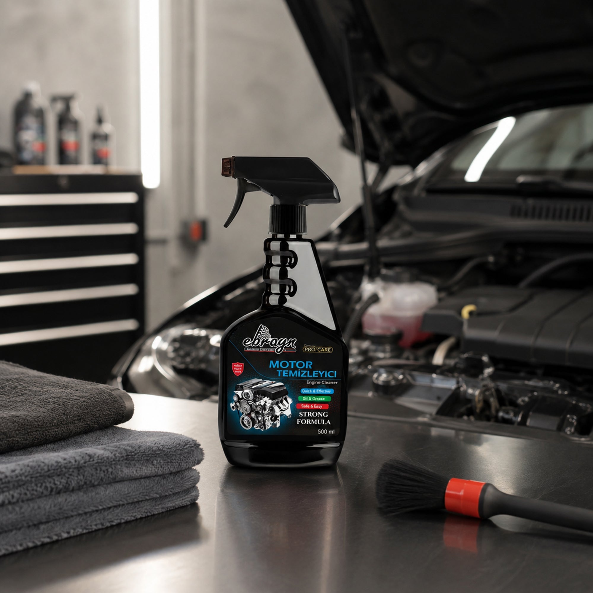 Engine Oil Remover 500ML – Powerful Car Engine Degreaser & Cleaner Spray, Oil Grease Tar Remover, Protective Film, Multi-Purpose Automotive Care
