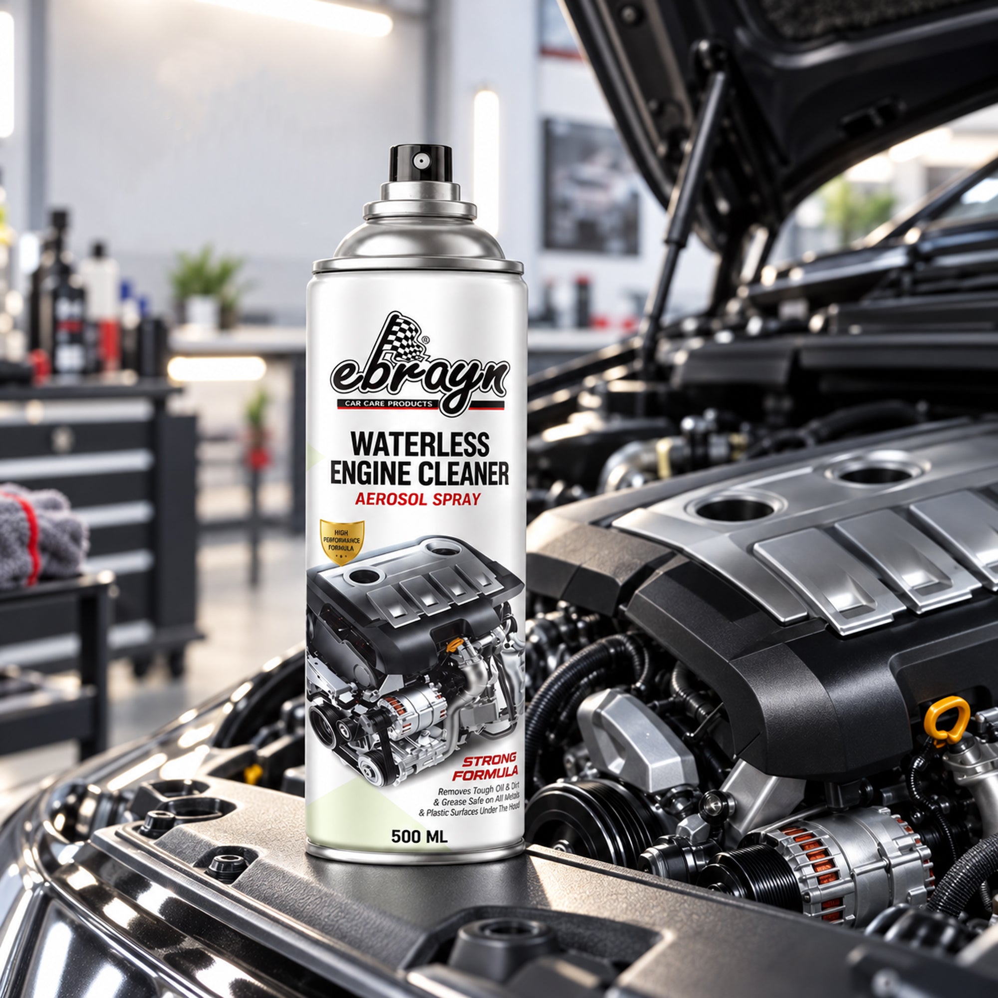 Waterless Engine Cleaner Spray 500 ML – Fast Oil, Grease & Dirt Remover for Engine Parts, Plastic & Metal Surfaces