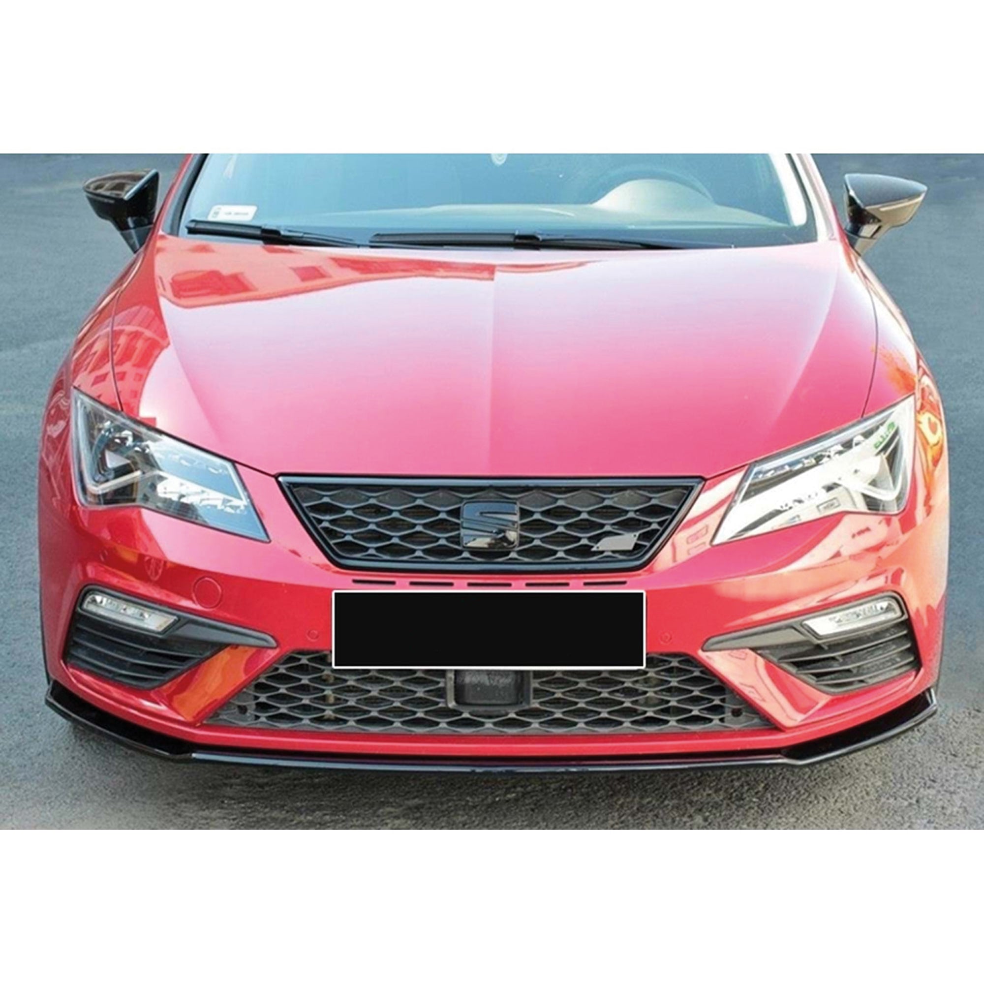 Front Bumper Lip Splitter for Seat Leon FR MK3.5 2017 - 2020, ABS Plastic Piano Black Vacuum Car Tuning Body Part Body Kit