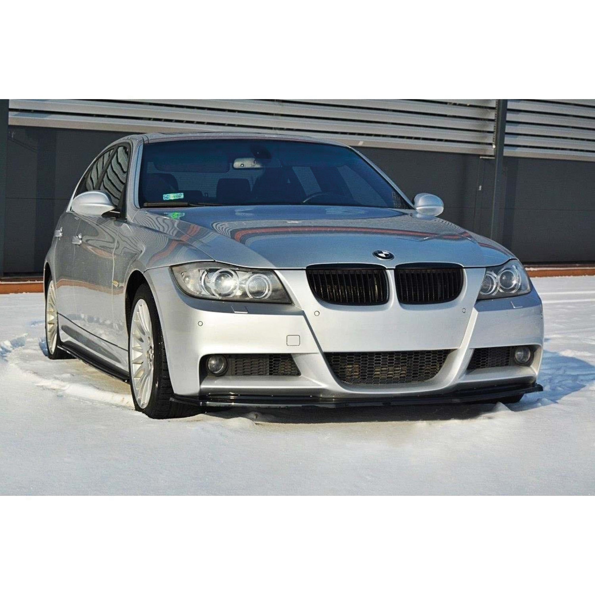 Front Bumper Lip Splitter for BMW E90 E91 M-Sport M Package Pre-Lci 3 Series 2004-2008, ABS Plastic Piano Black Vacuum Car Tuning Body Part Body Kit