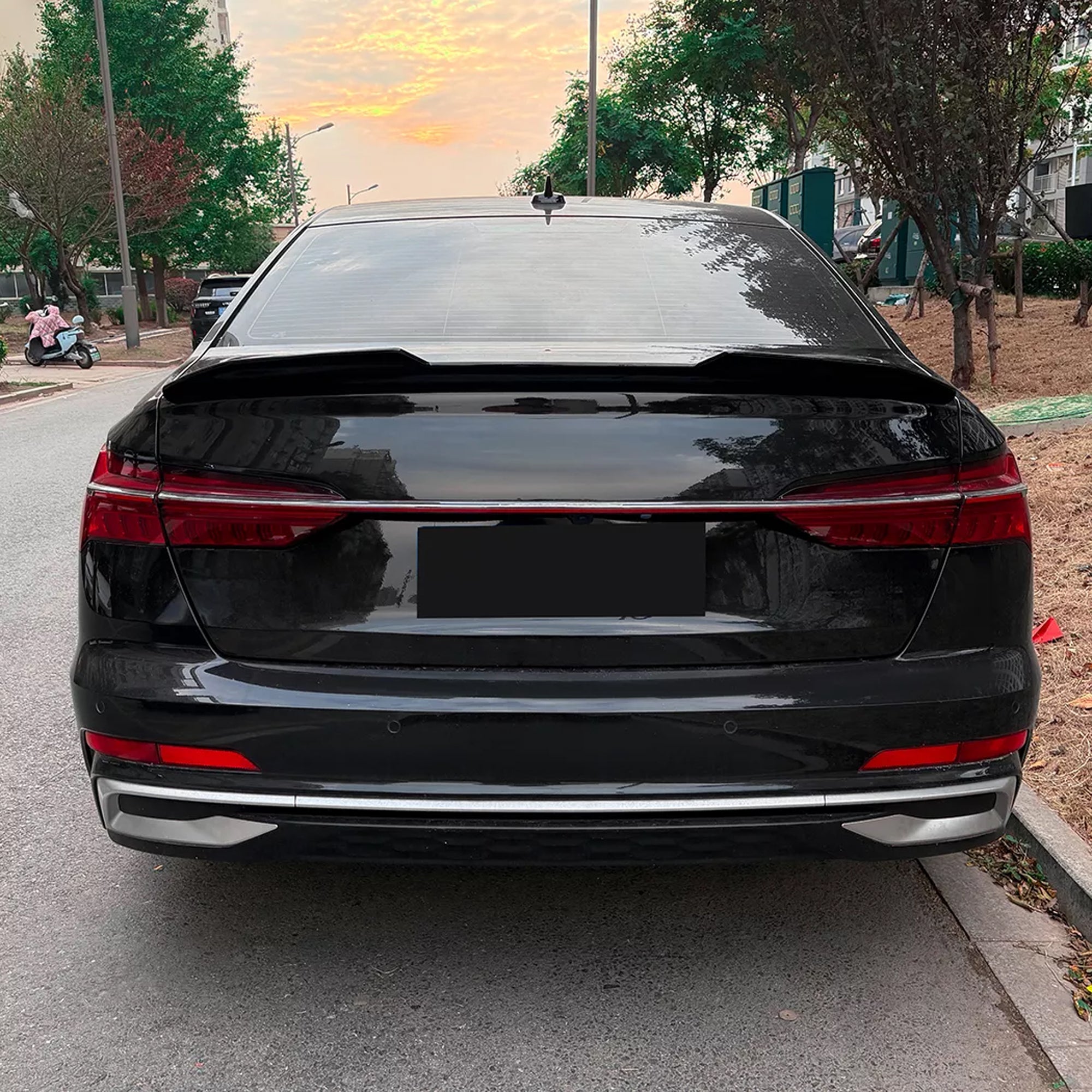 Rear Trunk Spoiler For Audi A6 S6 C8 2018-2025 PSM Style Spoiler Piano Black ABS Plastic