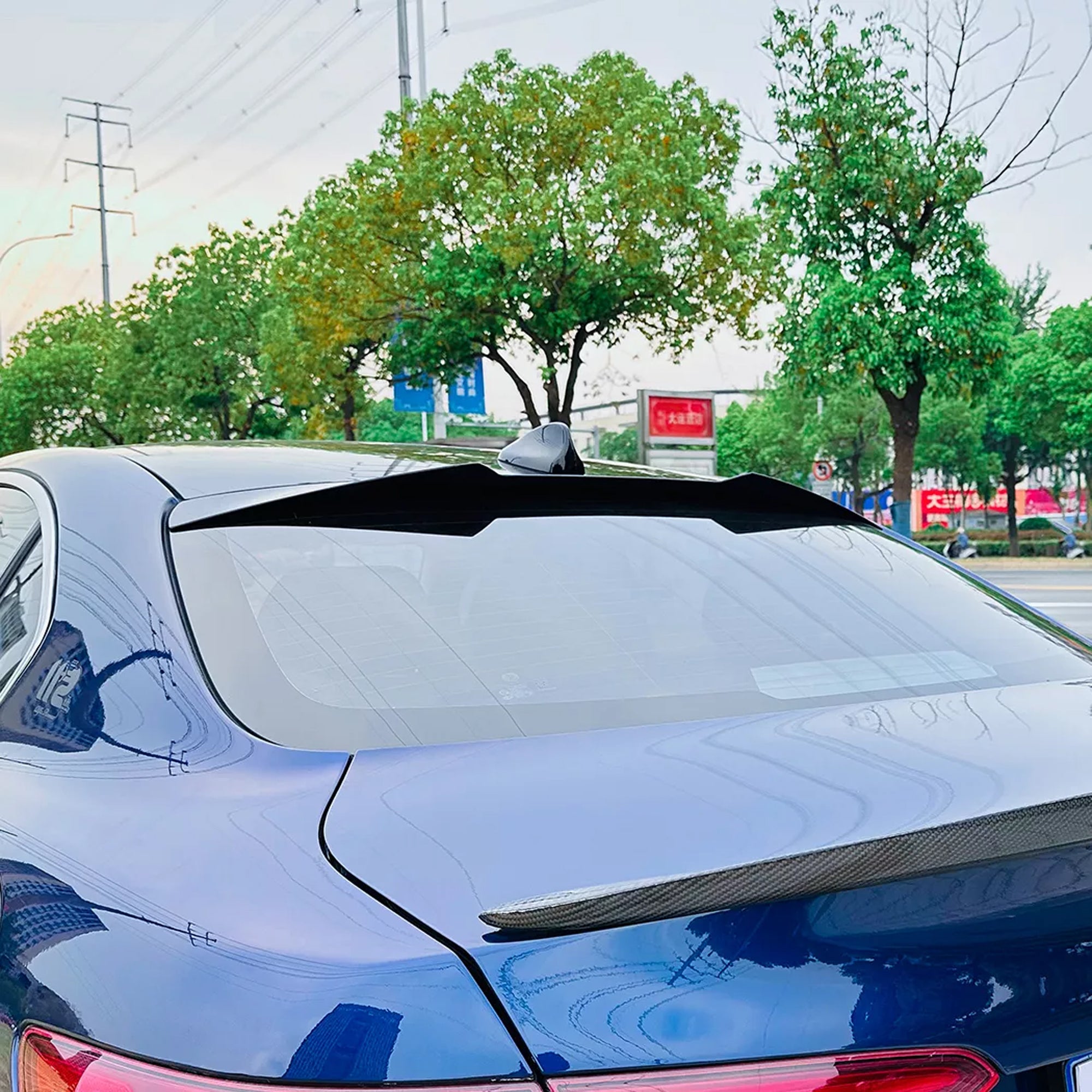 Roof Top Spoiler For Alfa Romeo Giulia 2015+ M4 Style Piano Black ABS Plastic