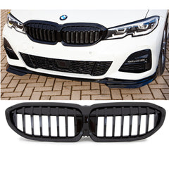 Front Bumper Kidney Racing Grille for BMW 3 Series G20/G21 2018-2021 Car Double Line Sport Grill Glossy Black Cover