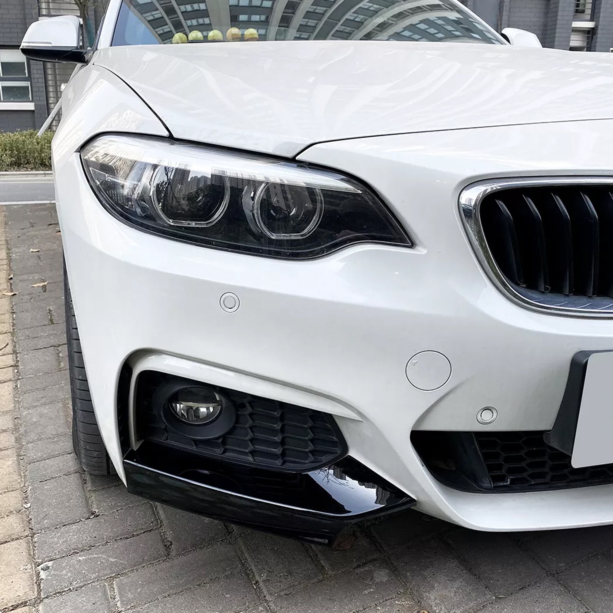 Front Bumper FLAP Wrap for BMW 2 Series F22 M Sport 2014-2019, 2pcs FLAP Canards Lip Splitter Corner Trim Cover Adjustable Tuning Body Part Body Kit