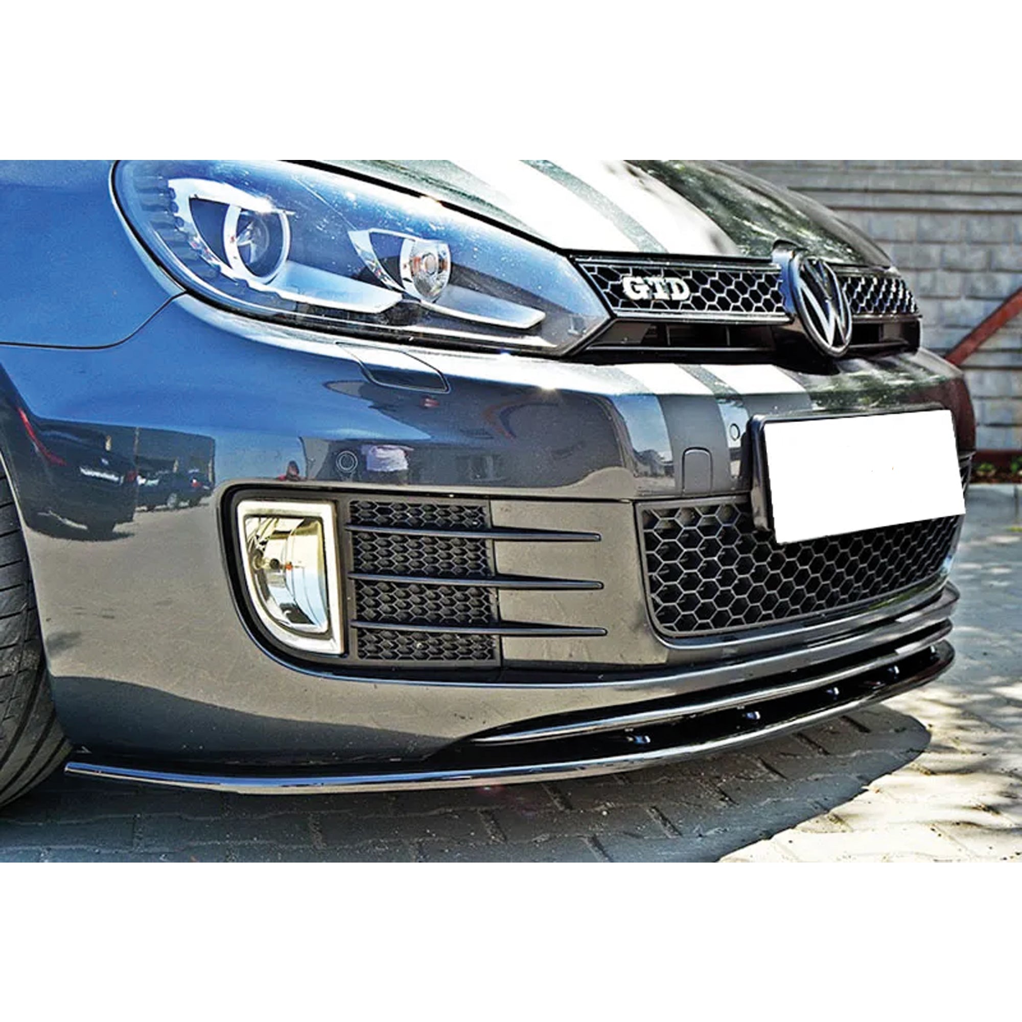 Front Bumper Lip Splitter for VW Volkswagen Golf MK6 GT.I 2008 - 2012, ABS Plastic Piano Black Vacuum Car Tuning Body Part Body Kit