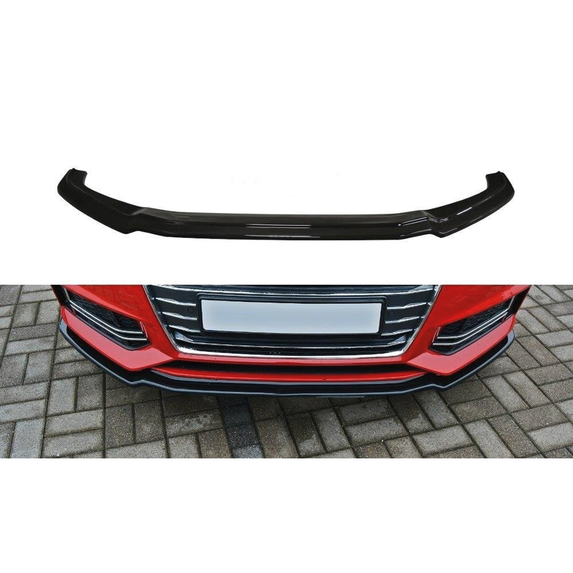 Front Bumper Lip Splitter for Audi A4 B9 S4 S-Line 2015-2019, ABS Plastic Piano Black Vacuum Car Tuning Body Part Body Kit