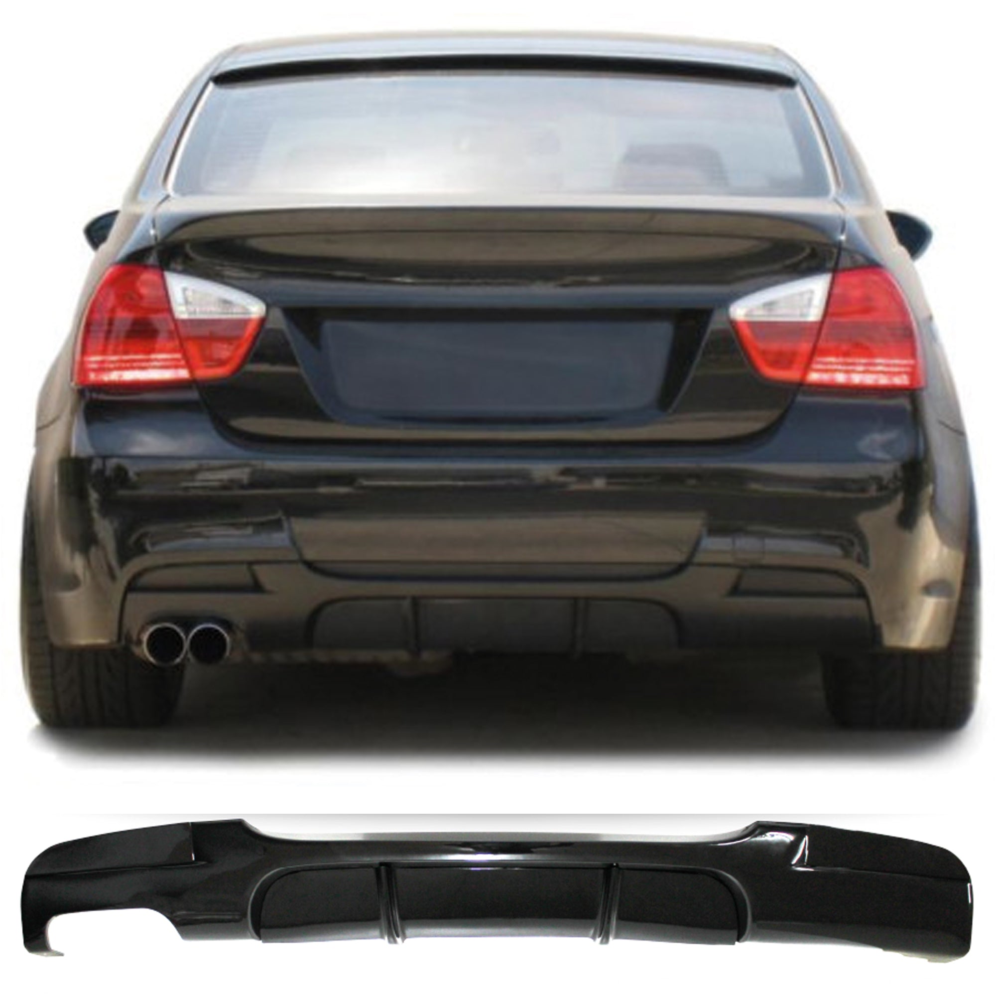 Rear Diffuser for BMW E90 M Technic 2004-2011 M Performance Diffuser L Dual Output Piano Black Vacuum Car Styling Diffuser Rear Body Kit