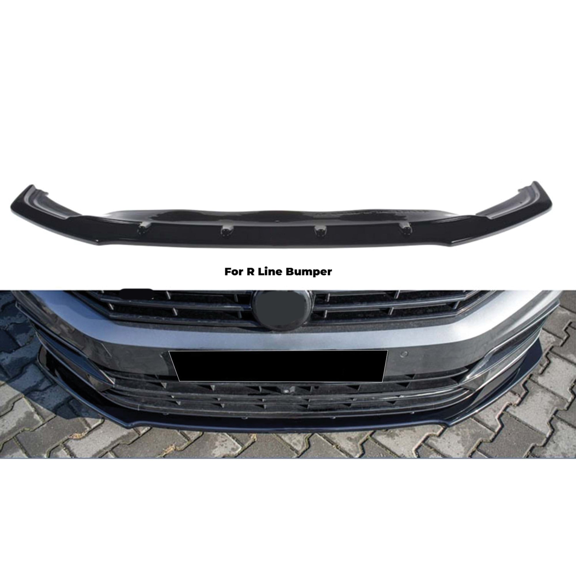 Front Bumper Lip Splitter for VW Volkswagen Passat B8 FL R Line 2015-2019, ABS Plastic Piano Black Vacuum Car Tuning Body Part Body Kit