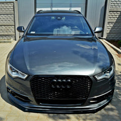 Front Bumper Lip Splitter for AUDİ S-Line A6 C7 S6 2011-2014, ABS Plastic Piano Black Vacuum Car Tuning Body Part Body Kit