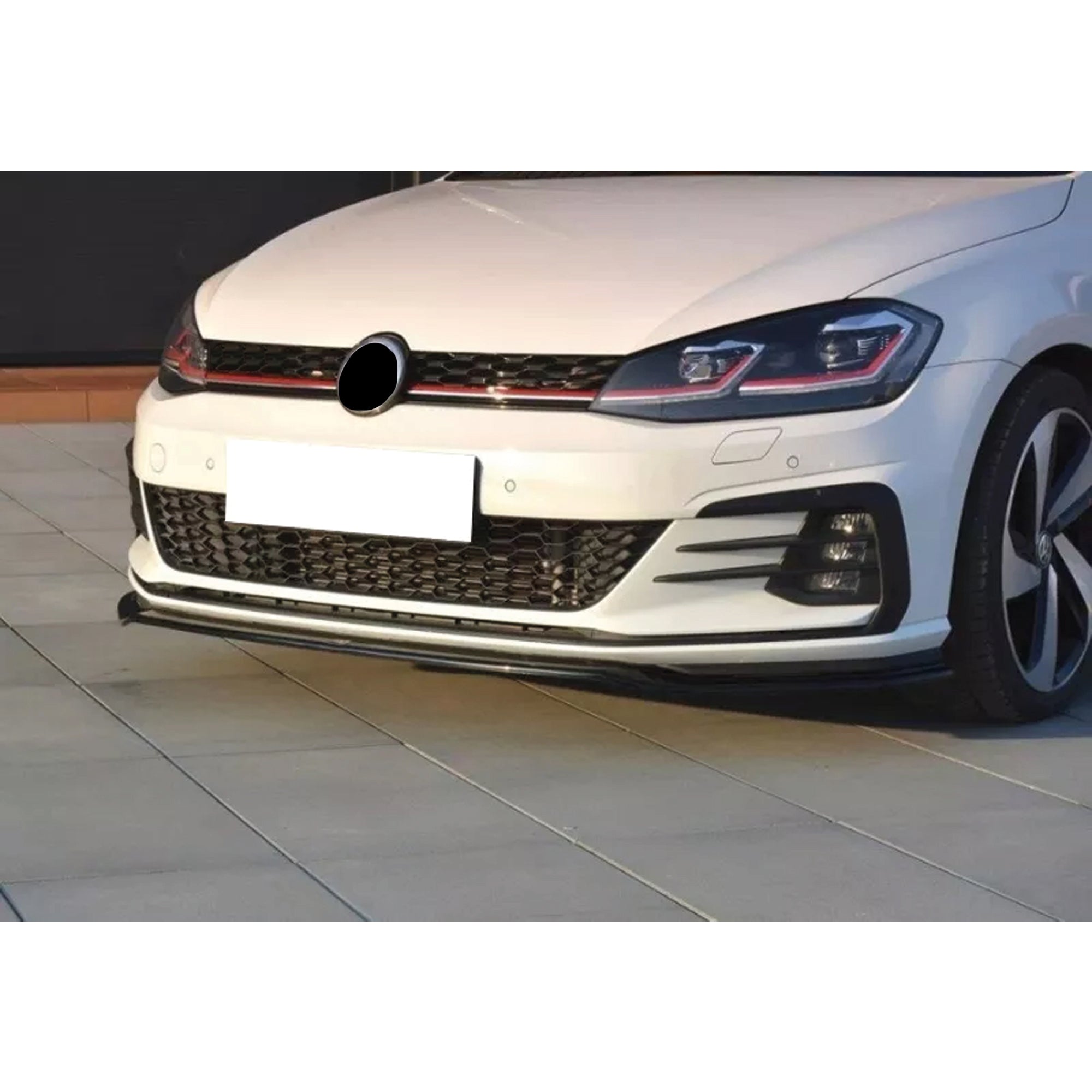 Front Bumper Lip Splitter for VW Volkswagen Golf MK7.5 FL GT.I 2017+, ABS Plastic Piano Black Vacuum Car Tuning Body Part Body Kit