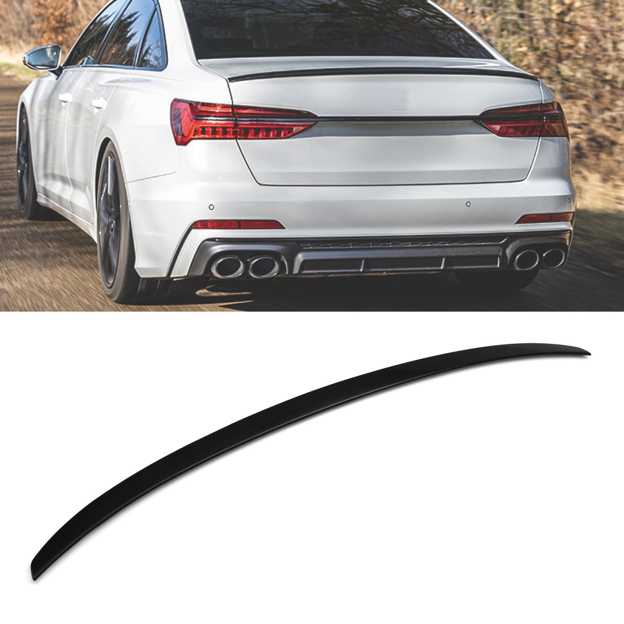Rear Spoiler For Audi A6 C8 Sedan S4 Trunk Spoiler Piano Black ABS Plastic