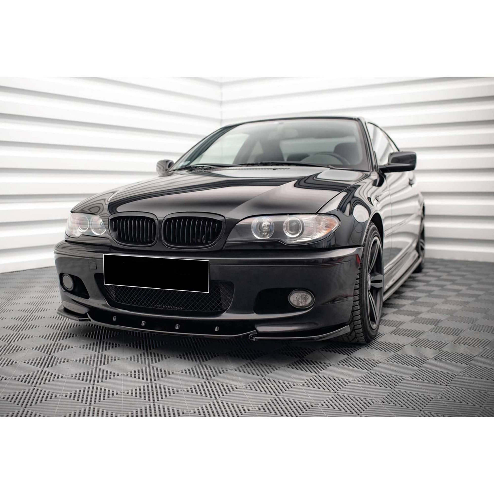 Front Bumper Lip Splitter for BMW 3 Series E46 Coupe 2003-2006 M Sport Technic V2, ABS Plastic Piano Black Vacuum Car Tuning Body Part Body Kit