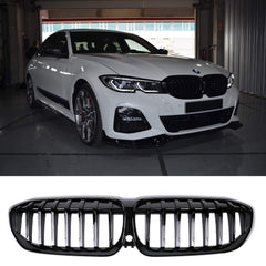 Front Bumper Kidney Racing Grille for BMW 3 Series G20/G21 2018-2021 Car Double Line Sport Grill Glossy Black Cover