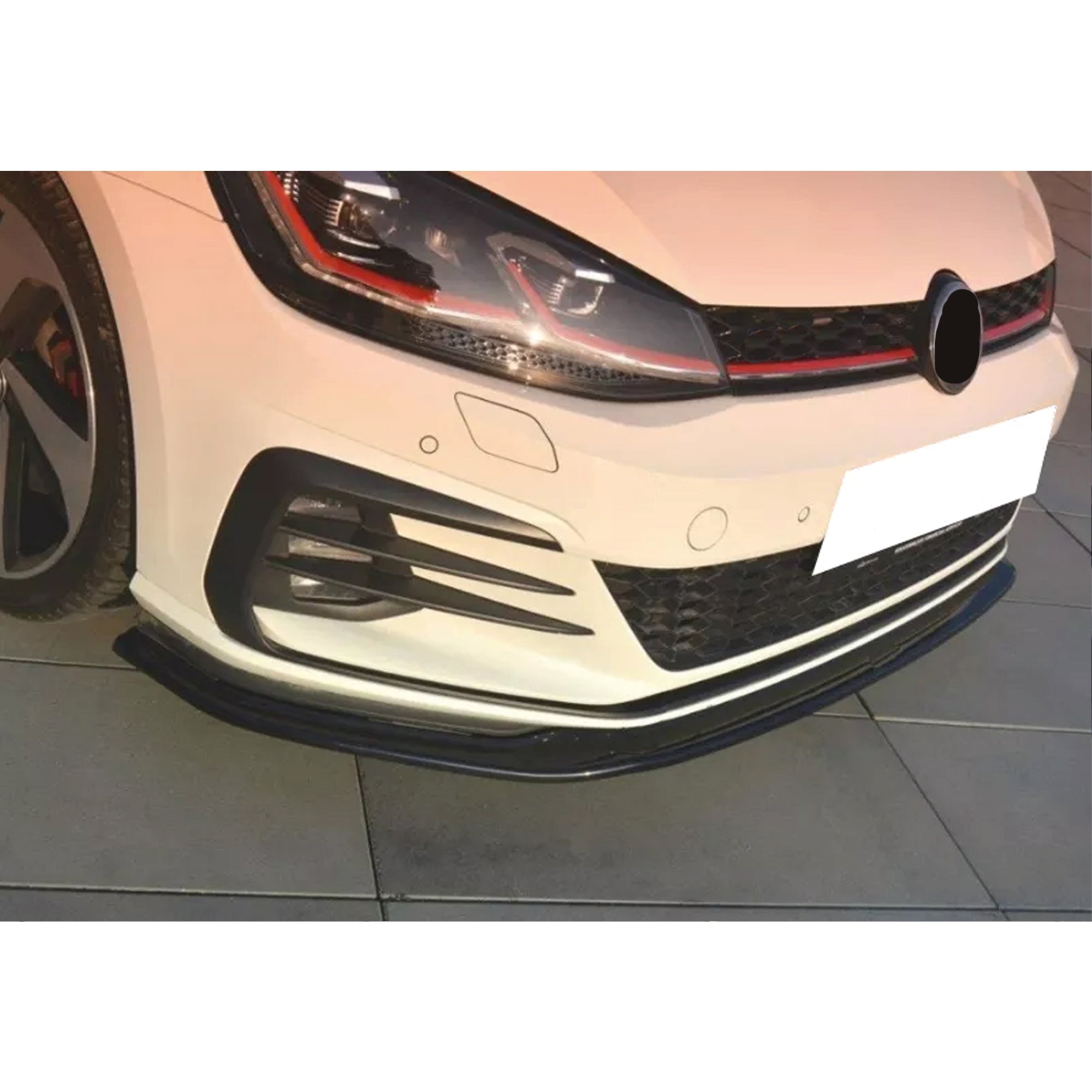 Front Bumper Lip Splitter for VW Volkswagen Golf MK7.5 FL GT.I 2017+, ABS Plastic Piano Black Vacuum Car Tuning Body Part Body Kit