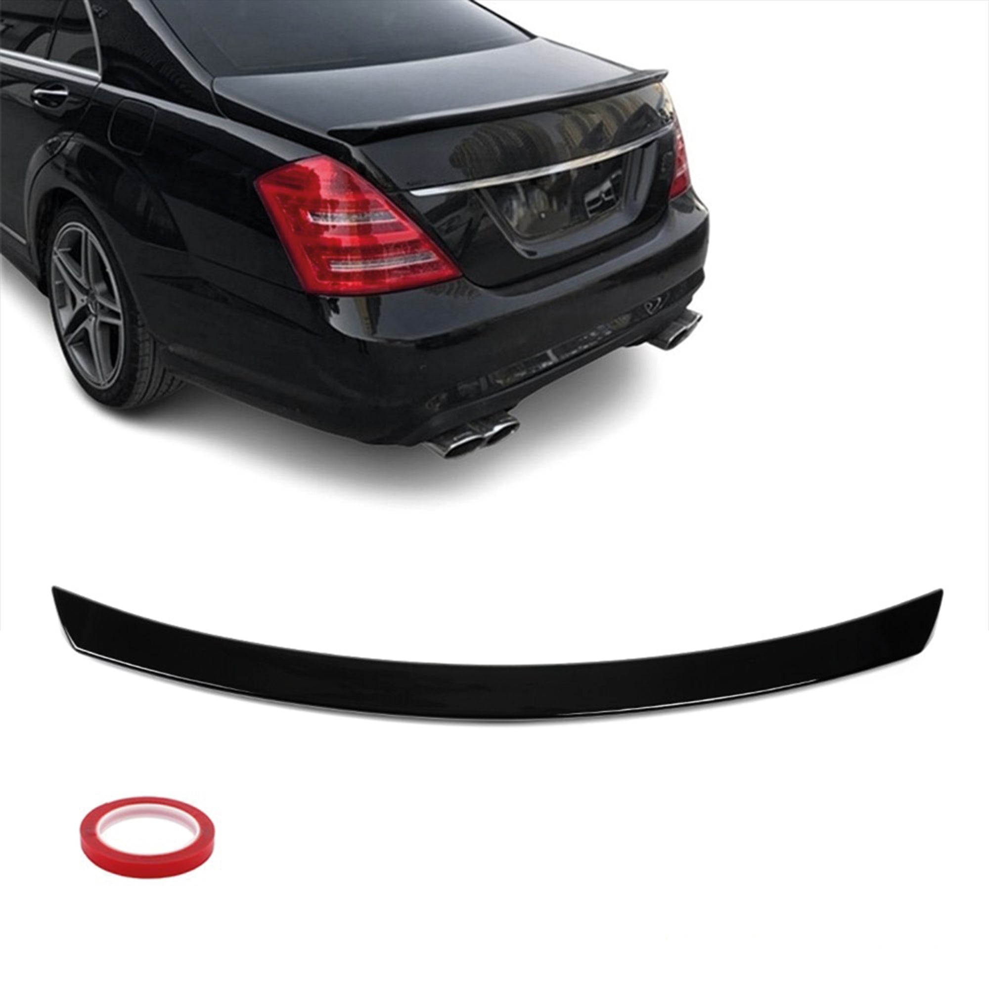 Rear Spoiler For Mercedes S-Class W221 2015-2013 Piano Black ABS Plastic