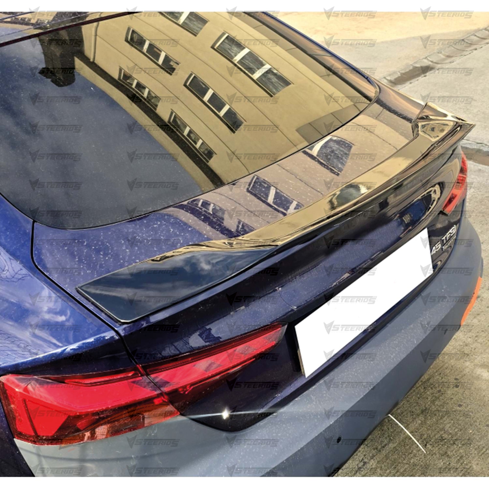 Rear Trunk Spoiler For Audi A5 B9 2016-2021 R Style Spoiler Piano Black ABS Plastic