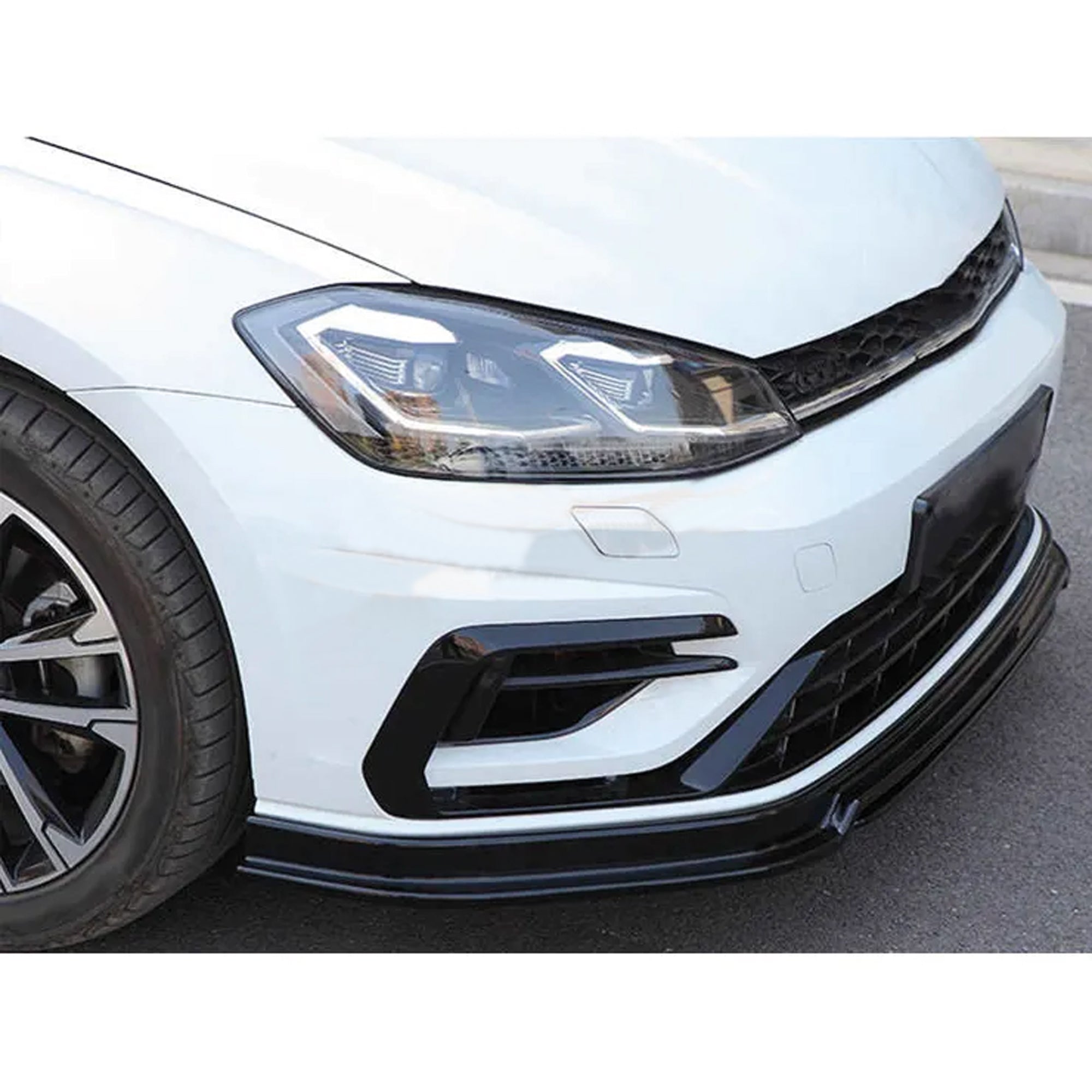 Front Bumper Lip Splitter for VW Golf 7 7,5 FL Revozport 2017 2020, ABS Plastic Piano Black Vacuum Car Tuning Body Part Body Kit