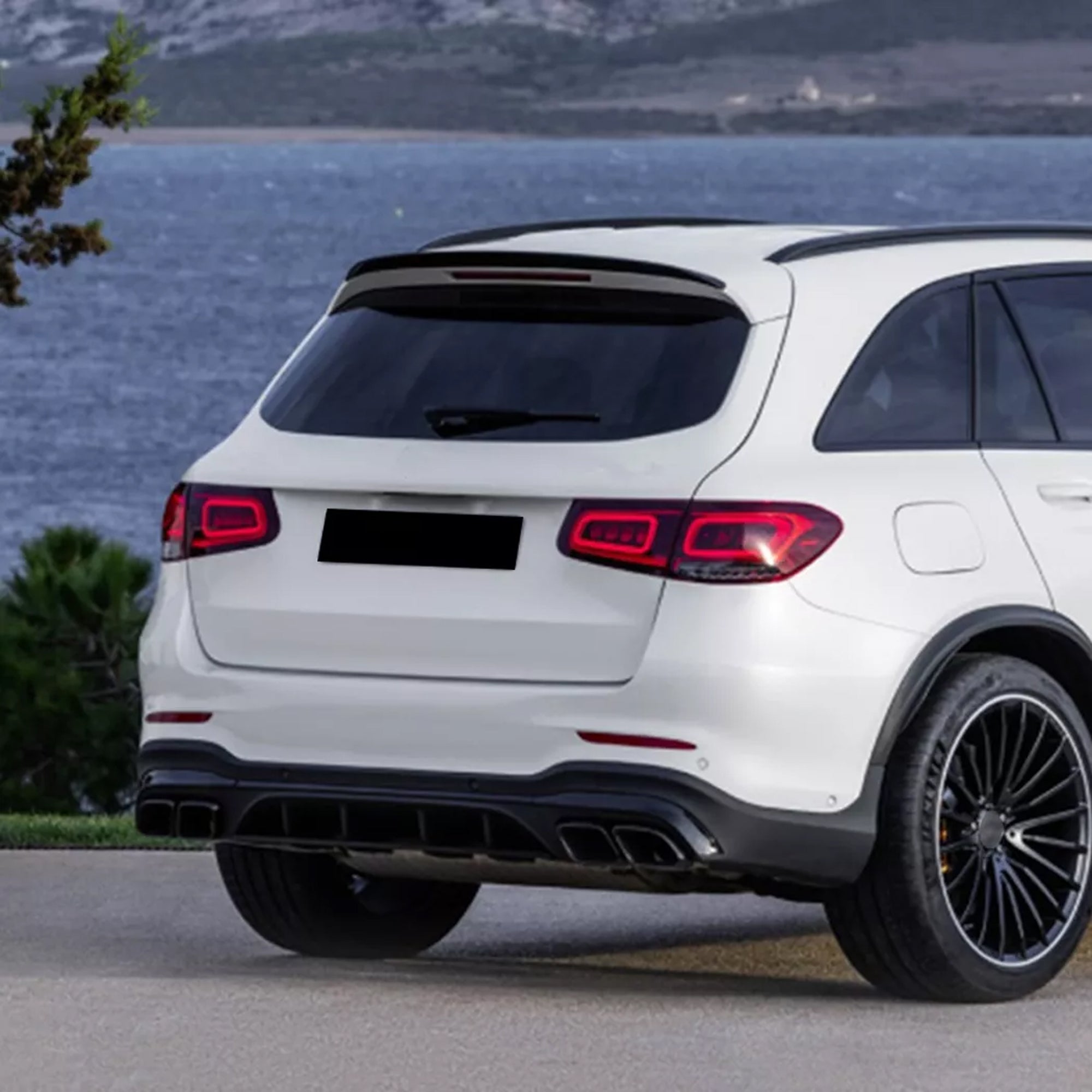 Rear Roof Spoiler For Mercedes Benz GLC Class X253 2016-2022 Spoiler Piano Black ABS Plastic