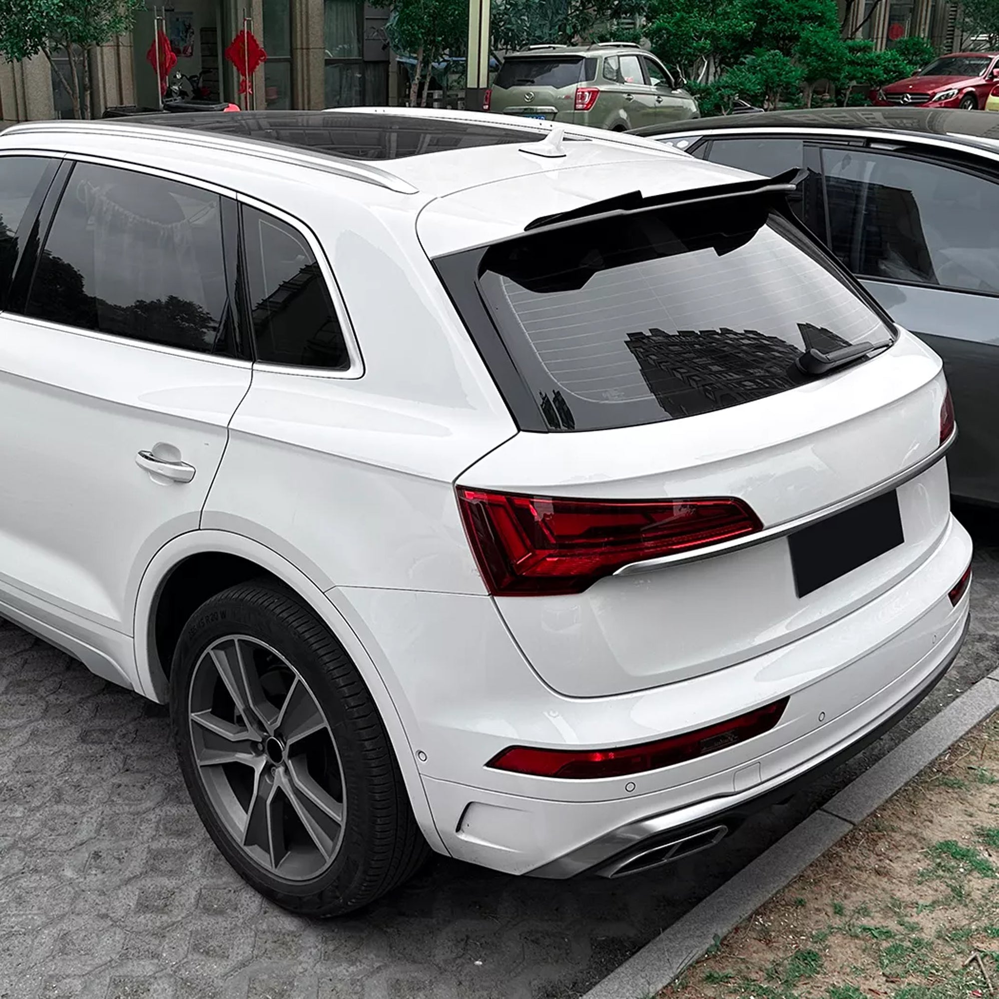 Rear Roof Spoiler For Audi Q5 FY Sline 2016-2024 Spoiler Piano Black ABS Plastic
