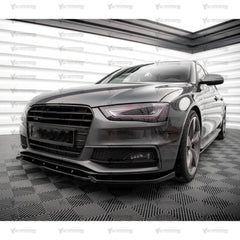 Front Bumper Lip Splitter for Audi A4 B8 B8.5 S4 FL S-Line Max V3 2012-2015, ABS Plastic Piano Black Vacuum Car Tuning Body Part Body Kit