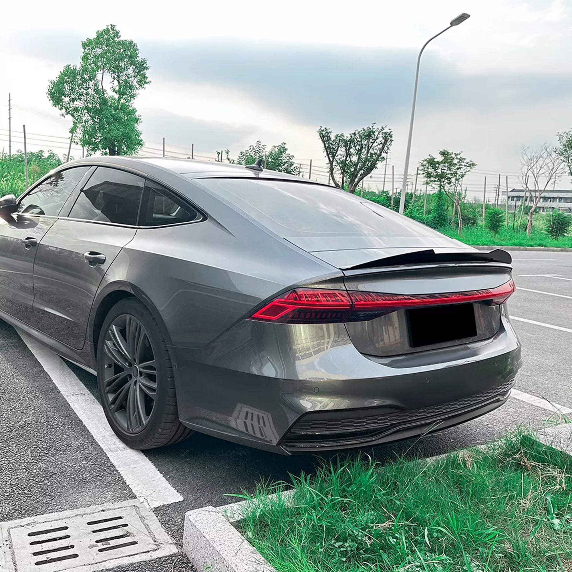 Rear Trunk Spoiler For Audi A7 S7 C8 2019+ M4 Style Spoiler Piano Black ABS Plastic
