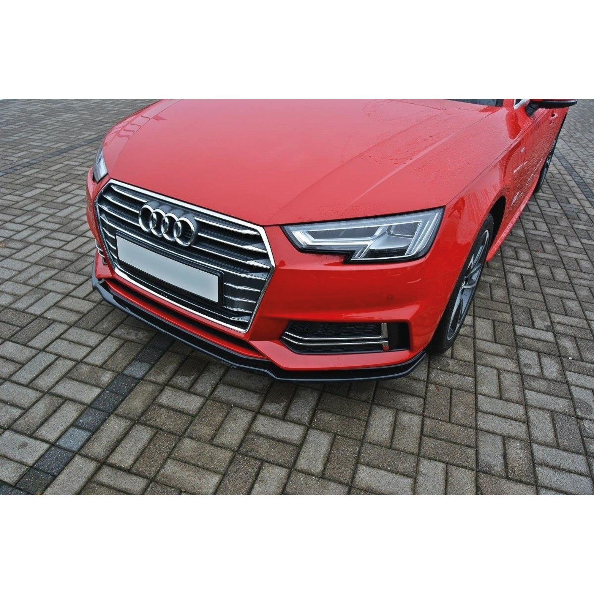 Front Bumper Lip Splitter for Audi A4 B9 S4 S-Line 2015-2019, ABS Plastic Piano Black Vacuum Car Tuning Body Part Body Kit