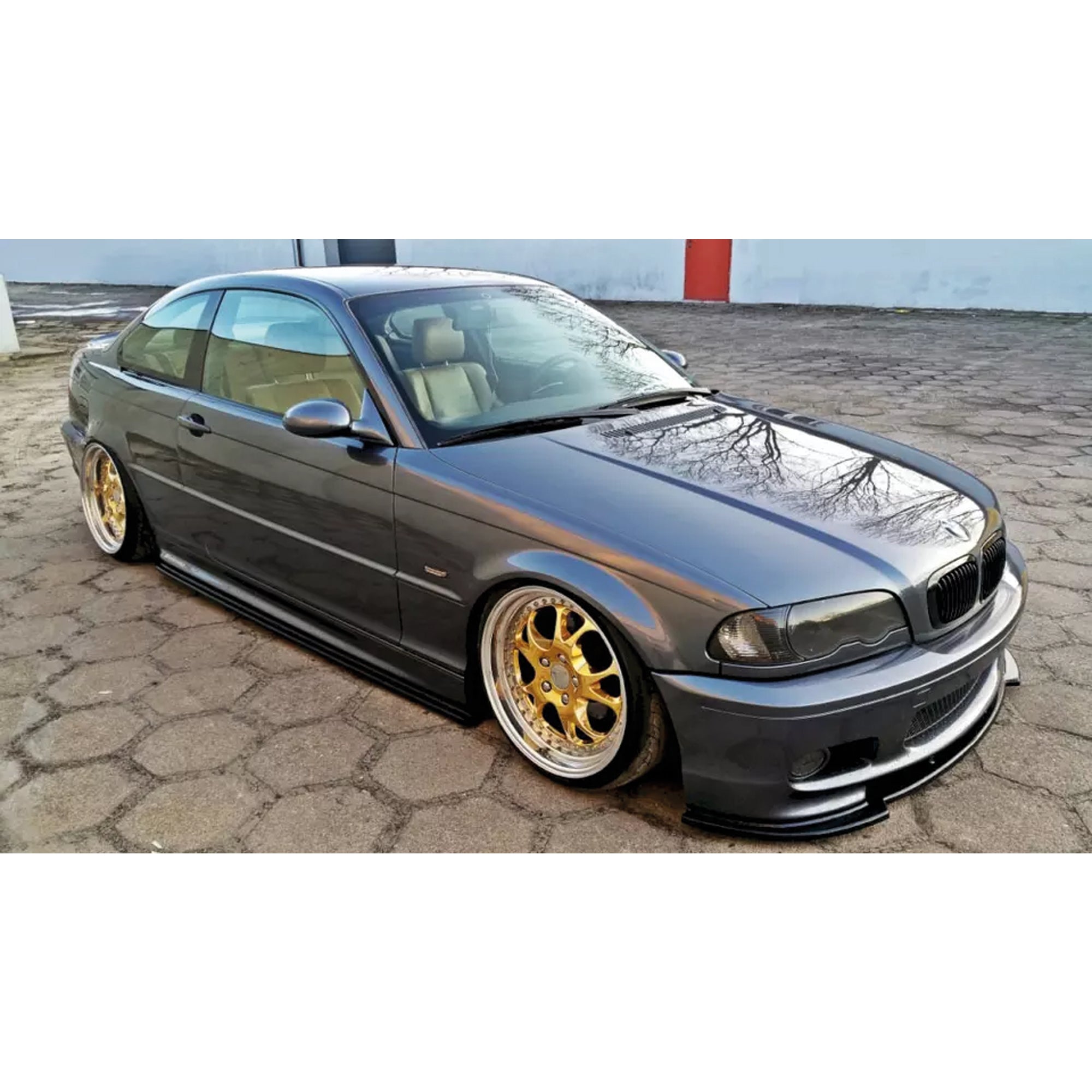 Front Bumper Lip Splitter for BMW E46 M Sport Coupe 3 Series 1998-2006, ABS Plastic Piano Black Vacuum Car Tuning Body Part Body Kit