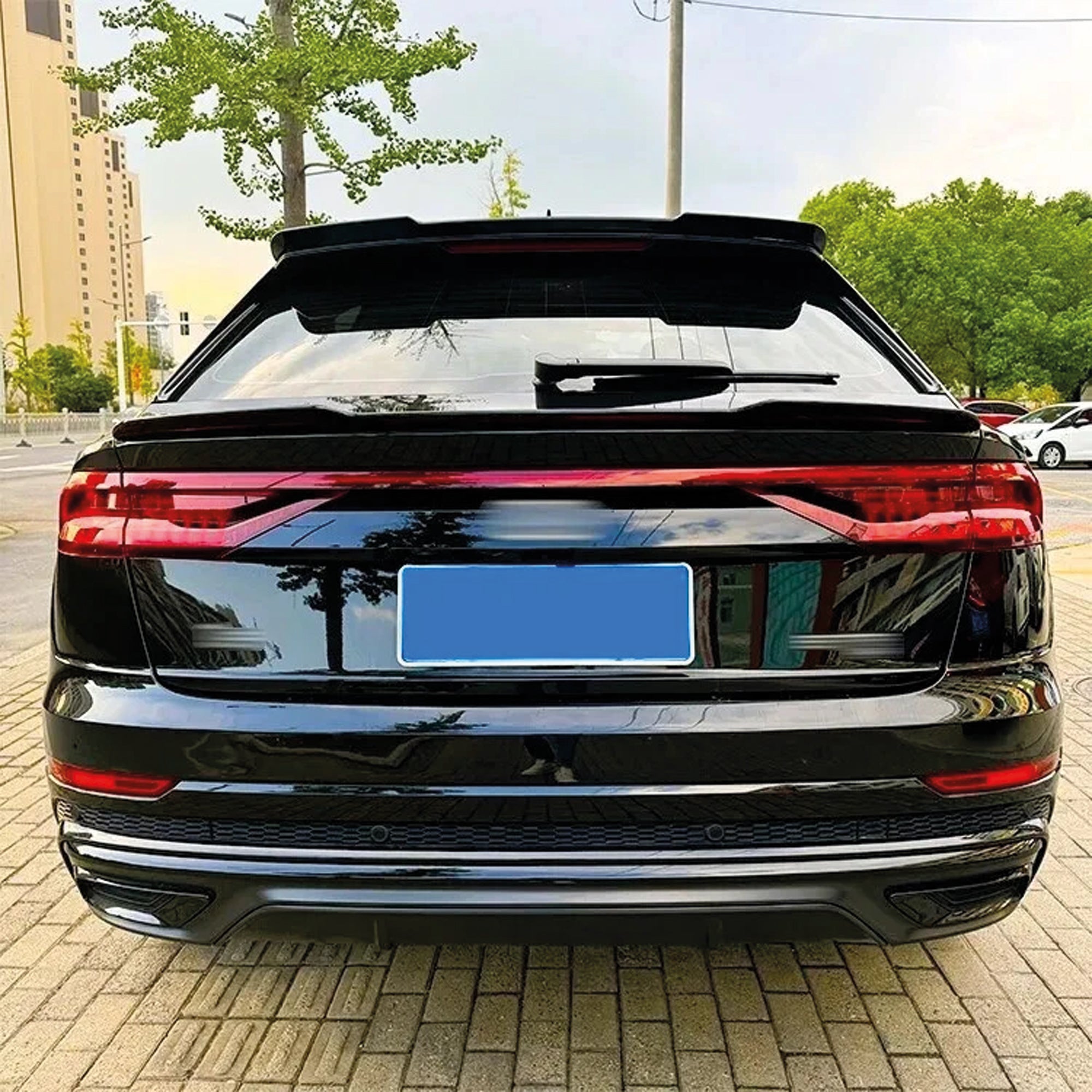 Rear Roof Spoiler For Audi Q8 SQ8 4x4 2018+ Piano Black ABS Plastic
