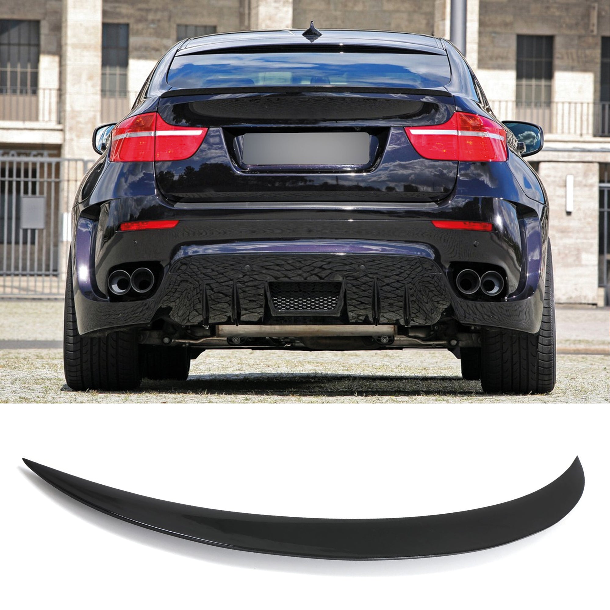 Rear Spoiler For BMW X6 E71 E72 X6 2008-2015 Piano Black ABS Plastic
