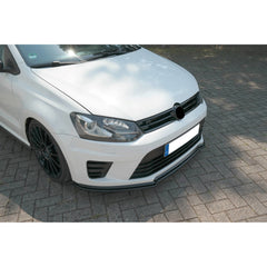 Front Bumper Lip Splitter for VW Volkswagen Polo MK5 2013+, ABS Plastic Piano Black Vacuum Car Tuning Body Part Body Kit