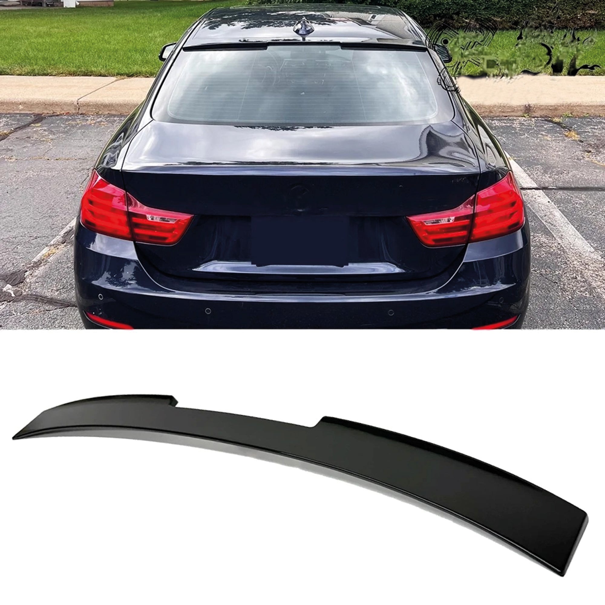 Roof Top Spoiler For BMW 4 Series F36 M4 Style 2014-2020 Gran Coupe Piano Black ABS Plastic