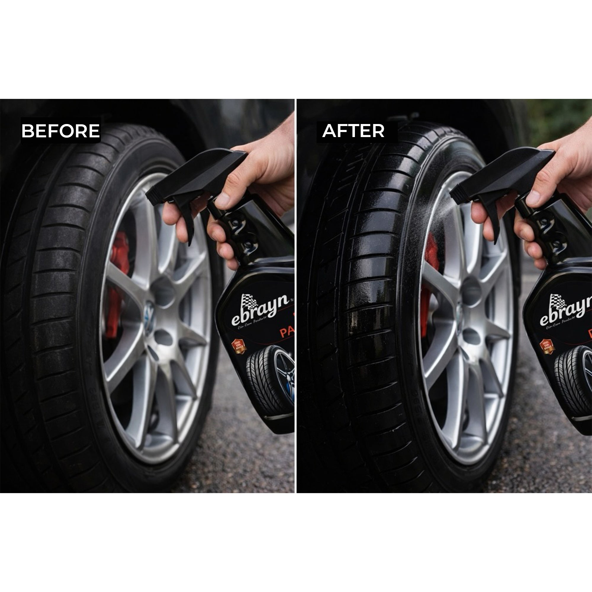 Car Care Tyre Shiner 500ML – High Gloss Long Lasting Tire Shine Spray, Anti-Static Rubber & Plastic Dressing, Black Trim & Tyre Protectant