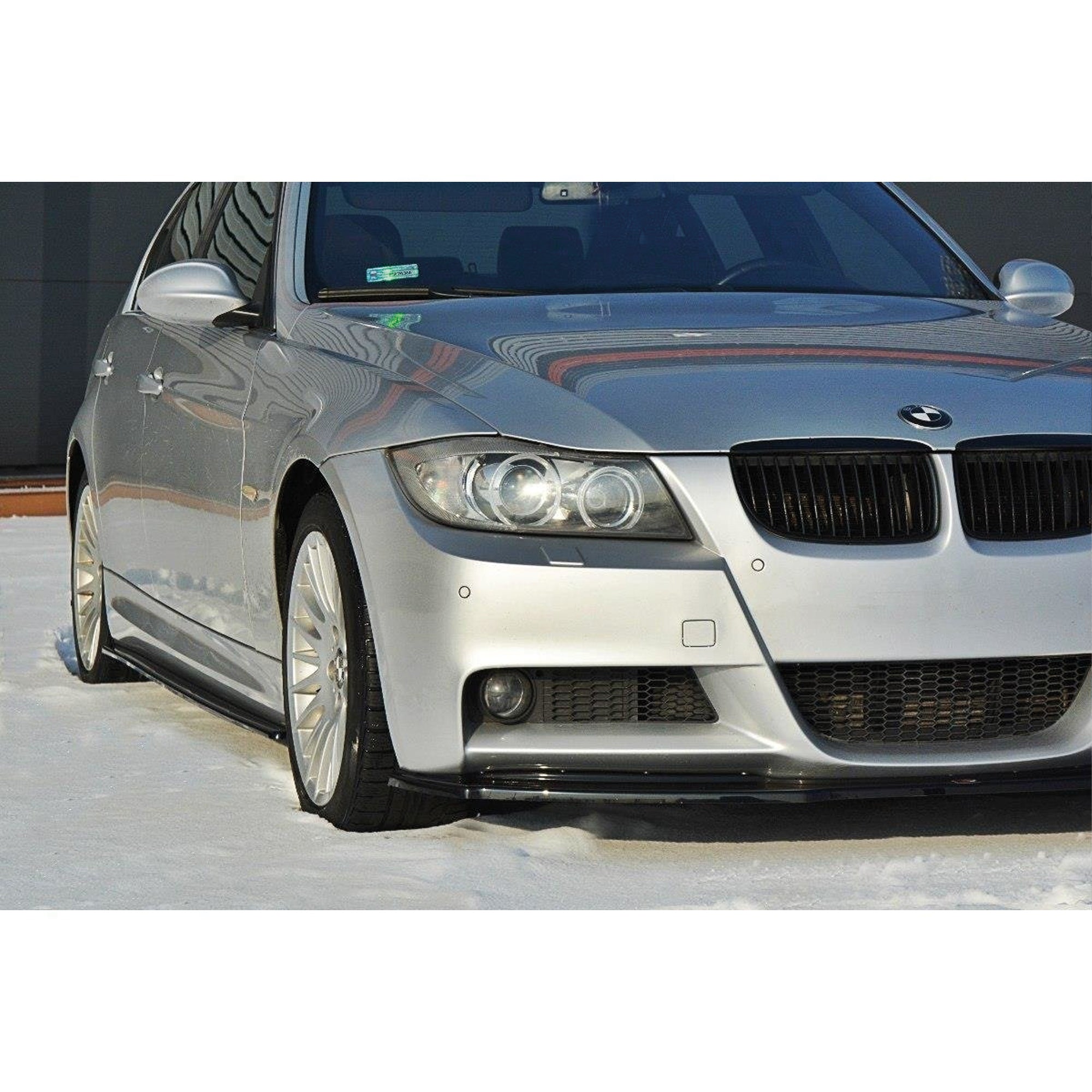 Front Bumper Lip Splitter for BMW E90 E91 M-Sport M Package Pre-Lci 3 Series 2004-2008, ABS Plastic Piano Black Vacuum Car Tuning Body Part Body Kit