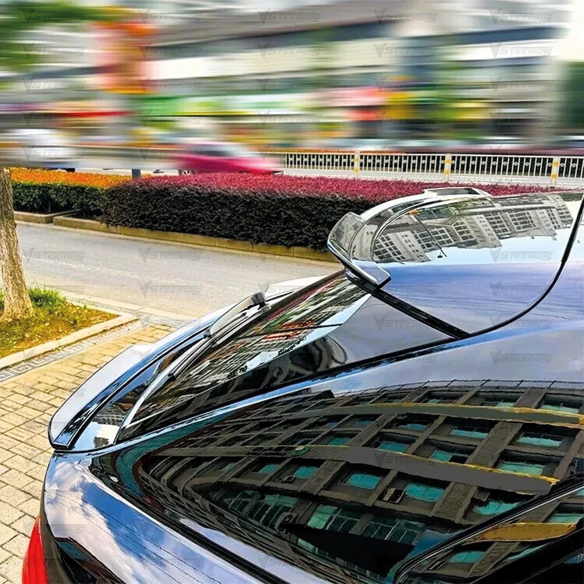 Rear Roof Spoiler For Audi Q8 SQ8 4x4 2018+ Piano Black ABS Plastic